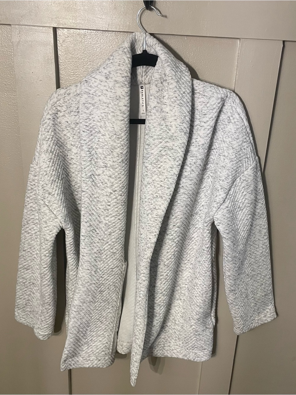 Fabletics Light Gray Quilted Open-Front Shawl Collar Jacket - S